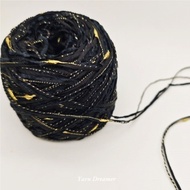 Benang Kait Beg Crochet Yarn For Bag Black Yarn Crochet Chunky Yarn Bag Gold Glitter Yarn Thick Yarn