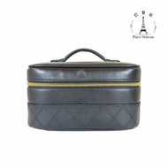 【巴黎站二手名牌專賣店】＊現貨＊CHANEL香奈兒真品＊Vintage Vanity黑色牛皮手提化妝箱