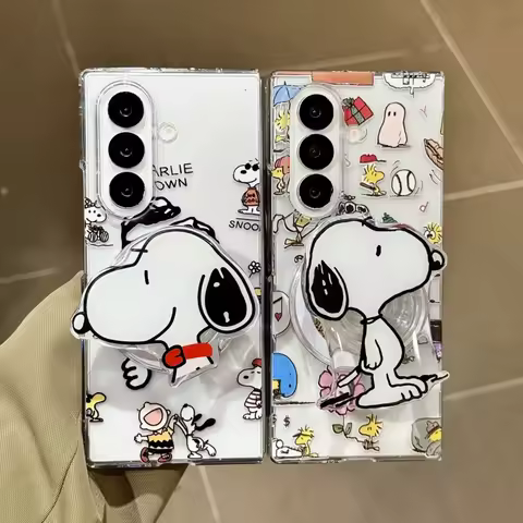 Cartoon Snoopy Charlie Brown Probe faucet Photo Magsafe Wireless Charge Phone Case For Samsung ZFold
