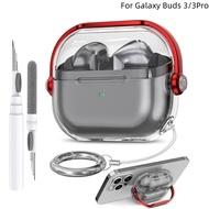 For Samsung Galaxy Buds 3/Buds 3 Pro Case Clear Cover Compatible with Cleaner with Keychain For Sams
