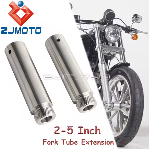 Chrome Steel Motorcycl 39mm Fork Tube 2-5 Inch Extensions For Harley Dyna Glide Sportster XL 883 120