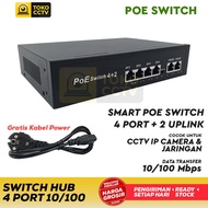 PoE Switch 4 Port 2 Uplink 10/100Mbps, Smart Poe Switch 4 Port