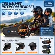 C50 Music Interphone Motorcycle Helmet Intercom Headset BT5.3 Waterproof 300m Intercomunicador Speak