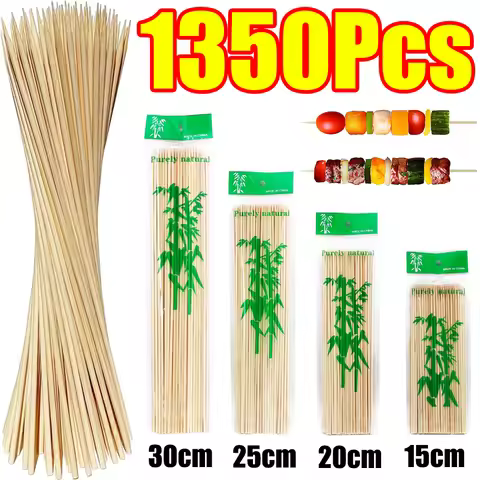 90-1350Pcs BBQ Skewers Bamboo Sticks 15/20/25/30cm Disposable Fruit Sticks Multi-purpose Bamboo Stic