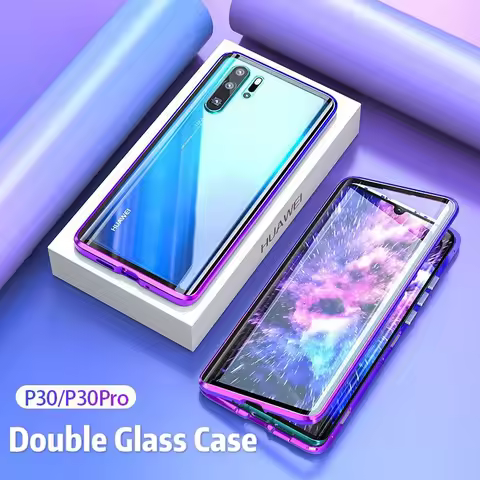 Magnetic 360 Full Case For Huawei P30 Pro Mate 30 Pro Front Back Double Glass Metal Shell Cover Huaw