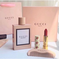 [ORIGINAL] GUCCI Beauty Pink 3in1 Set (Bloom Perfume 100ml+Lipstick 25+Comb) With Paper Bag