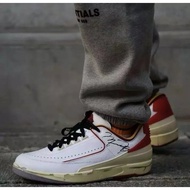 Off x AJ2 Low Retro Basketball Shoes White Red Deconstruction
