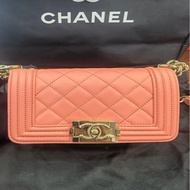 Chanel 香奈兒 Leboy mini 芯片款 15*6*10 經典菱格紋，鏈條肩帶