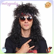 MOILYGOODSG Halloween Party Cosplay Wig, Fluffy Long 70s 80s Rockstar Wig, Vintage Curvy Punk Mullet