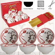 Saveliving Cute Cow Ceramic Bowl Cutlery Set
