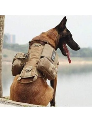 戰術犬背包背心Molle K9護甲無拉手舒適調節戶外訓練服務易於行走犬胸帶