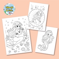 [TVX-04] Set Of 20 Mermaid Coloring Pictures A5 Size Sharp Printing 200gsm Thick Paper Using Multi-Coloring Materials