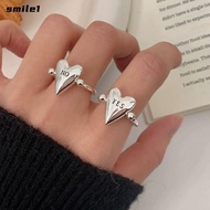SMILE Heart Ring, Exquisite Stainless Steel Letters Ring, Fashion Glossy Surface Personality "YES""N