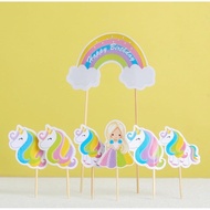 Cake topper, Cake skewer, Princess character, unicorn/ avenger/ HK frozen/ LOL/ pony/, contents 10 p