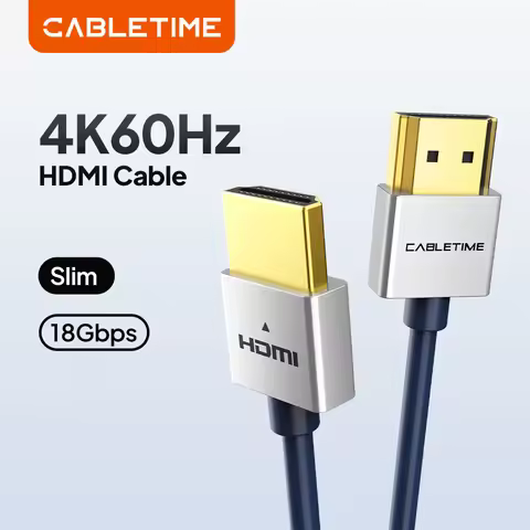 CABLETIME Thin HDMI Cable M/M Zinc Alloy Slim HDMI to HDMI 4K 60HZ HDMI2.0 Cable for TV Laptop Proje
