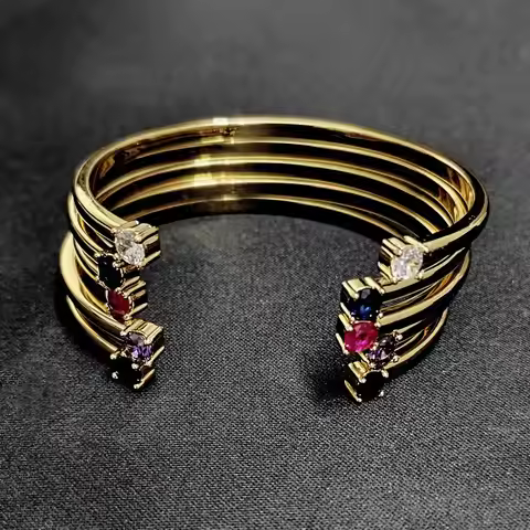 2025 New women's high quality 5A Zircon open bracelet plated 18k gold women's wedding fashion jewelr