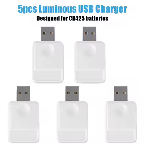 5pcs CR425 Battery USB Charger CR425 Battery Electronic Fishing Float Battery Charger Luminous Elect