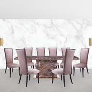 INDEX LIVING MALL ชุดโต๊ะอาหาร รุ่นโซเรลล่า+คอเบ็ต (โต๊ะ 1+เก้าอี้ 8) - สีม่วง/น้ำตาล