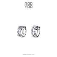 NooYoo ต่างหูสำหรับผิวแพ้ง่าย  Crystal Arc Duo Hoops Surgical Steel