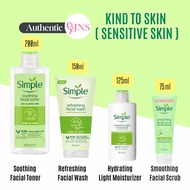 Simple Kind to Skin Refreshing Facial Wash, Soothing Toner, Moisturizer, Smoothing Facial Scrub Grea