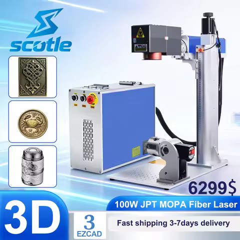 100W 3D Fiber Laser Engraver 60W JPT M7 MOPA EZCAD3 Curved Mark 3D Relief Marker for Metal Relief En