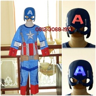 Captain America Superhero Costume for Kids, Captain America, Light Up Mask, Size 4 - 20