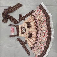 ชุดเดรสจีบคอตตอนน่ารักสไตล์ Lolita Original Cute Jsk Spring 2024 สำหรับผู้หญิง เดรสยาวทรงเอแขนกุด