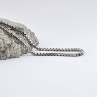 八角切面盒子鍊(鍊寬3mm) 925純銀 硫化染黑