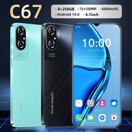 C67 NEW 4G/5G Smartphone 6.7inch Ultra-Clear Screen Memory 8GB RAM+256GB ROM Battery 6800mAh Android