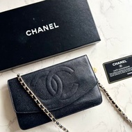 中古二手包 Chanel黑色魚子醬皮革WOC 側背包 斜背包 肩背包 長夾