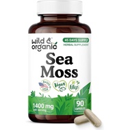 Wild & Organic Sea Moss Capsules - Irish Sea Moss & Bladderwrack - 90 Count | Overall & Immune Suppo