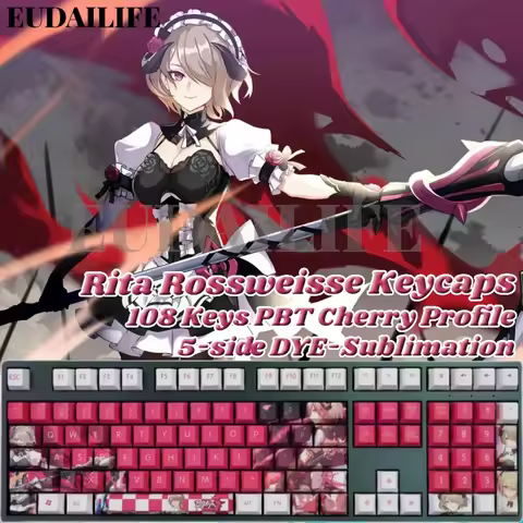 Honkai Impact Rita Rossweisse 108 Key Cap PBT DYE Sublimation Cherry MX Cross Axis Switch Keycap Mec