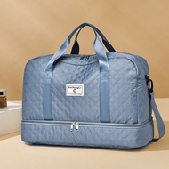 Solid Color Minimalist Men's And Women's Travel Luggage Zipper Handbag With Independent Shoe Compart