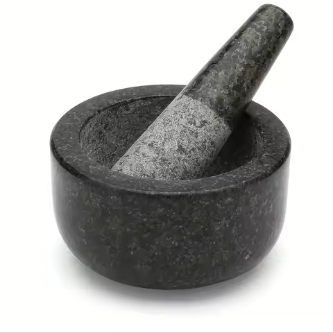 Mortar And Pestle, Polished Granite Mortar And Pestle For Grinding Herbal Crusher, Making Avocado Sa