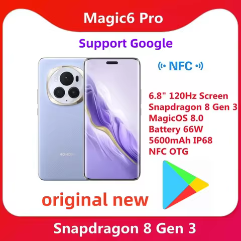 Google Play Store Honor Magic 6 Pro 6.8" 120Hz Screen Snapdragon 8 Gen 3 MagicOS 8.0 Battery 66W 560