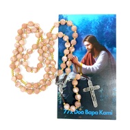 77 Our Father Rosary Necklace Made of Milk Chocolate Marble Beads - 77x Our Father Prayer Rosary - C