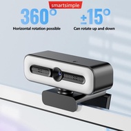 SMARTSIMPLE 4K Webcam with Light for PC/Laptop 1080P 2K HD Streaming Camera Desktop Video Conferenci