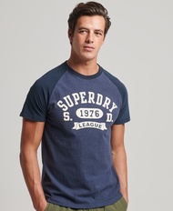 Superdry Organic Cotton Vintage Gym Athletic Raglan T-Shirt - Eclipse Navy/Lauren Navy Marl