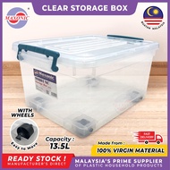 MAXONIC 13.5L STORAGE BOX WITH WHEEL | TRANSPARENT STORAGE BOX | TOY BOX | MULTIPURPOSE STORAGE BOX 