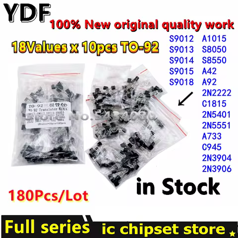 (180Pcs/Lot) 100% New TO-92 Transistor kit Assort Set 18Values*10PCS PNP NPN Mix Diode Pack A42 A92 