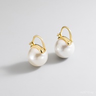 Large Pearl G2057Sweet Synthetic Stud Earrings925Pure Silver Small Gold Clasp Elegant Shell Pearl Ea