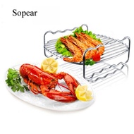 Sopear Multi-purpose Double Layer Air Fryer Rack Accessories with 4 Skewers for Philips HD 9904 9220 9233 9641 9646