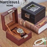 NARCISSUS Watch Box, Wood Leather Watch Storage Box, Portable 1 Watch Slot Watch Collection Box Gift