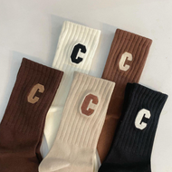 5 Đôi Tất Nữ C In Chữ Vừa Tất Ống Thời Trang Thoải Mái Thể Thao Ngoài Trời Đan Polyester Tất