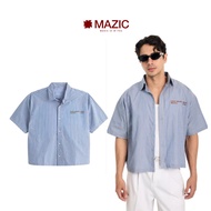 SM06 - "MAZIC" FW25 URBAN BLUE LINES BOXY FORM SHORT SLEEVE STRIPED SHIRT