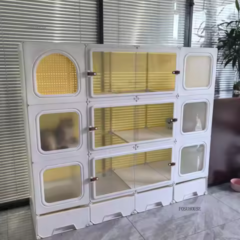 Household Plastic Cat Cage House Modern Cat Villa with Integrated Toilet Luxury Cat Cabinet Nordic M