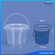 H.S. ถังน้ำแข็งพลาสติก 300ml 500ml 1000ml กระปุกเก็บอาหารมีฝาโปร่งใส Clear Plastic Bucket