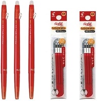 Pilot FriXion Ball Slim 038 Retractable Erasable Gel Ink Pen, Extra Fine Point 0.38mm, Red Ink, 3 Pe