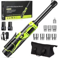 DS0D Cordless Electric Wrench 60Nm Cordless Ratchet 3/8 Inch Extended Ratchet Wrench 2 Battery Recha