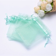 7 cm x 9 cm, 12x9 cm. 30-pc Organza Bag drawstring Mint Light sea green, pastel. 7x9 9x7 cm, 12 cm x